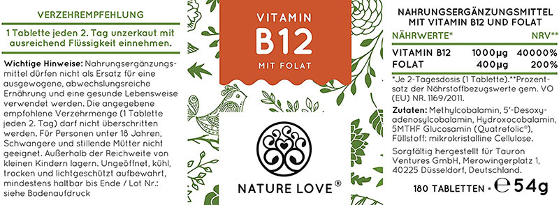 Phòng Chống Hỗ Trợ Thiếu Máu Với Vitamin Nature Love B12, 180 Viên - Ảnh 4