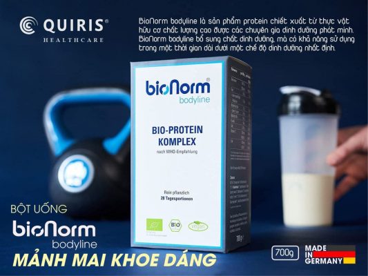 Quiris Bionorm Bodyline Tăng Cơ, Không Tăng Mỡ, Chiết Xuất 100% Protein Hữu Cơ Từ Thực Vật An Toàn