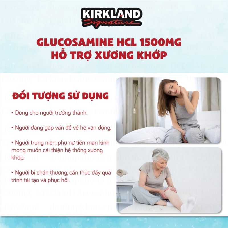 Kirkland glucosamine hcl 1500mg with msm 1500mg hop 375 vien 10 emsa