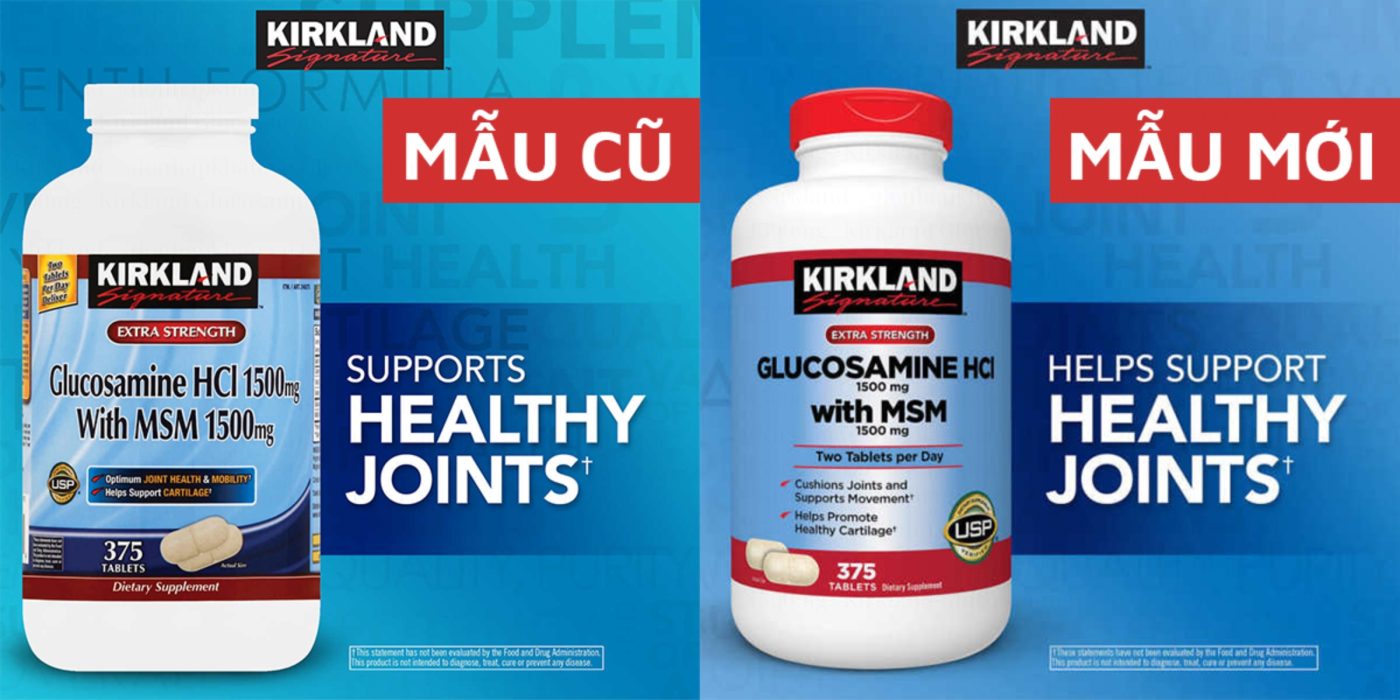 Kirkland glucosamine hcl 1500mg with msm 1500mg hop 375 vien 3 1 emsa